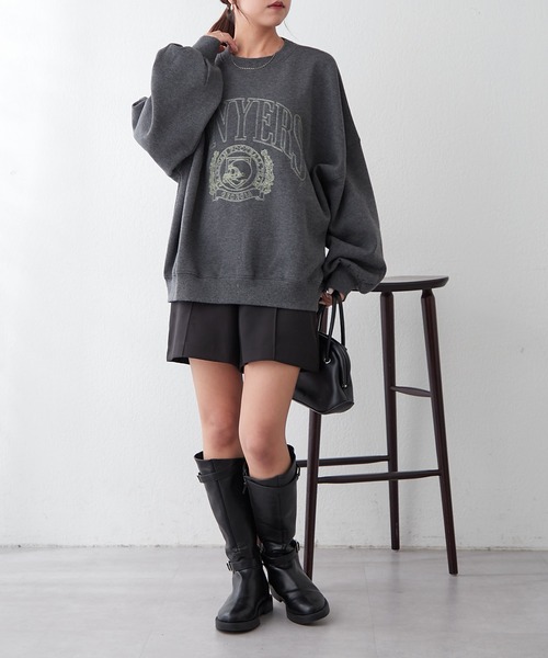 Remind me and forever（リマインドミーアンドフォーエバー）の「【毎年大人気】白抜きカレッジプルオーバー（スウェット・レディース・チャコールグレー/ネイビー/グリーン/ボルドー/オートミール・FREE）」の12枚目の写真