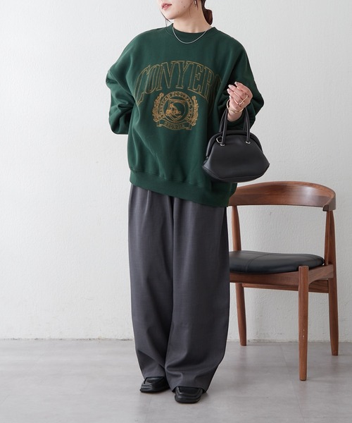 Remind me and forever（リマインドミーアンドフォーエバー）の「【毎年大人気】白抜きカレッジプルオーバー（スウェット・レディース・チャコールグレー/ネイビー/グリーン/ボルドー/オートミール・FREE）」の15枚目の写真