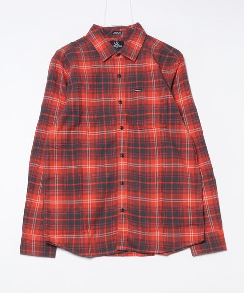 VOLCOM（ボルコム）の「VOLCOM/ボルコム 長袖 フランネルシャツ チェック CADEN PLAID A0532407（シャツ/ブラウス・メンズ・レッド/ブルー・M/L/S/XL）」の4枚目の写真