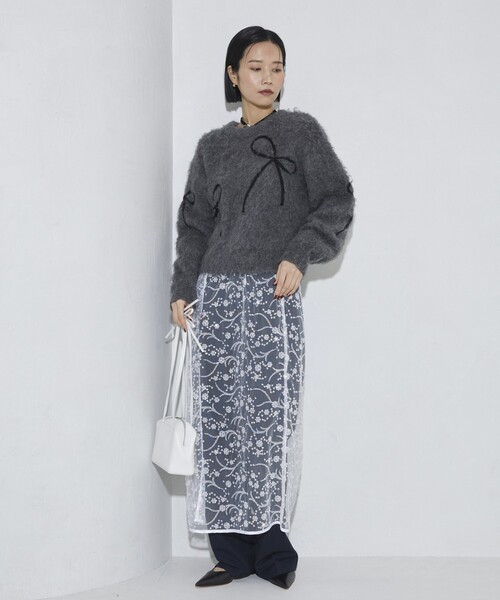 Firsthand（ファーストハンド）の「Firsthand/ファーストハンド リボンコード刺繍 シャギーニット（ニット/セーター・レディース・ミント/チャコールグレー/オフホワイト・FREE）」の9枚目の写真