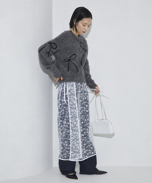 Firsthand（ファーストハンド）の「Firsthand/ファーストハンド リボンコード刺繍 シャギーニット（ニット/セーター・レディース・ミント/チャコールグレー/オフホワイト・FREE）」の12枚目の写真