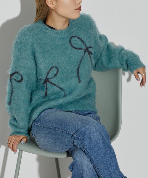 Firsthand（ファーストハンド）の「Firsthand/ファーストハンド リボンコード刺繍 シャギーニット（ニット/セーター・レディース・ミント/チャコールグレー/オフホワイト・FREE）」の13枚目の写真