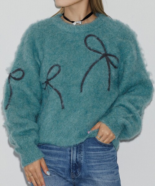 Firsthand（ファーストハンド）の「Firsthand/ファーストハンド リボンコード刺繍 シャギーニット（ニット/セーター・レディース・ミント/チャコールグレー/オフホワイト・FREE）」の14枚目の写真