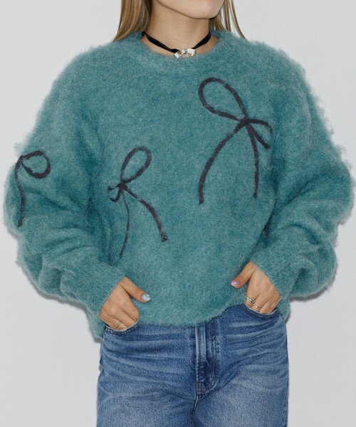 Firsthand（ファーストハンド）の「Firsthand/ファーストハンド リボンコード刺繍 シャギーニット（ニット/セーター・レディース・ミント/チャコールグレー/オフホワイト・FREE）」の15枚目の写真