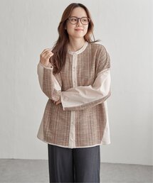 異素材切り替えシャツ