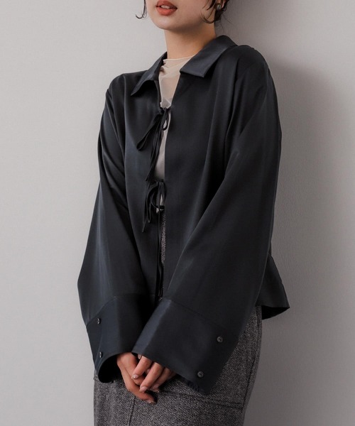 PAL 【ONEME】 シャツ　サテンシャツ　ブラウス　新品未使用✨ サテン ブラウス シャツ レディース 長袖 サテンシャツ 光沢 前