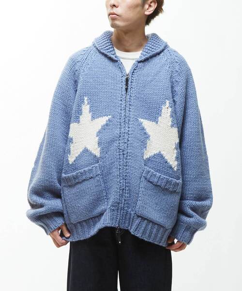 CONVERSE TOKYO（コンバーストウキョウ）の「STAR★ LOWGAGE COWICHAN SWEATER（ニット/セーター・レディース・ブラック/アイボリー/ブルー/杢グレー・MEDIUM/SMALL）」の8枚目の写真