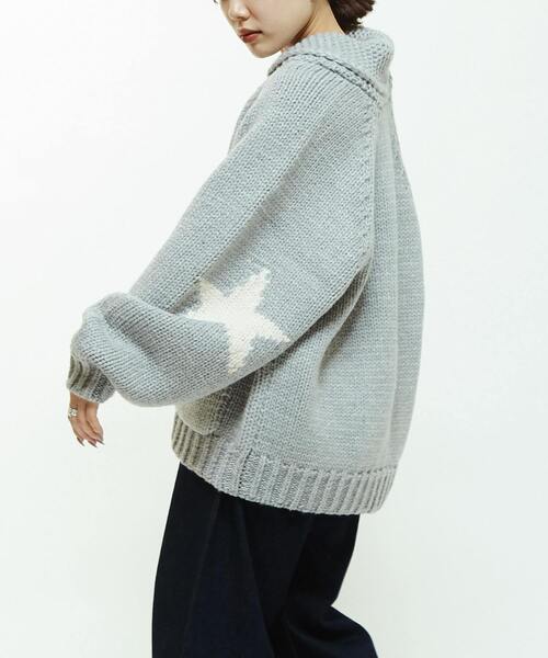 CONVERSE TOKYO（コンバーストウキョウ）の「STAR★ LOWGAGE COWICHAN SWEATER（ニット/セーター・レディース・ブラック/アイボリー/ブルー/杢グレー・MEDIUM/SMALL）」の12枚目の写真