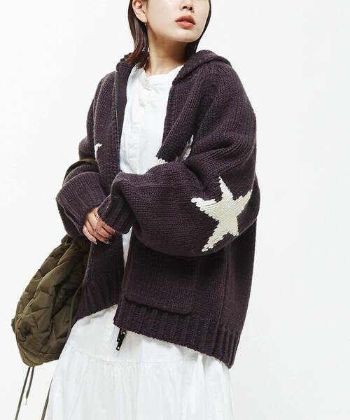 CONVERSE TOKYO（コンバーストウキョウ）の「STAR★ LOWGAGE COWICHAN SWEATER（ニット/セーター・レディース・ブラック/アイボリー/ブルー/杢グレー・MEDIUM/SMALL）」の17枚目の写真