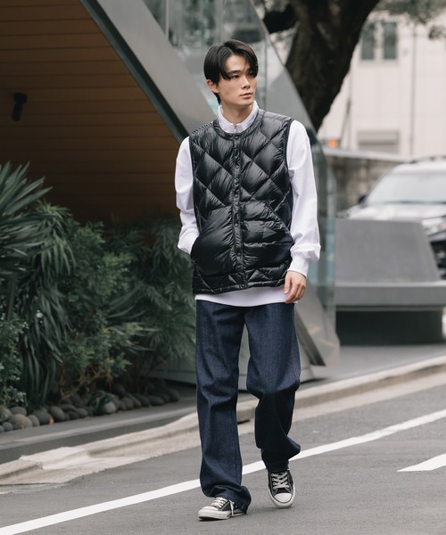 セール】and wander/アンドワンダー diamond stitch down vest ダウン