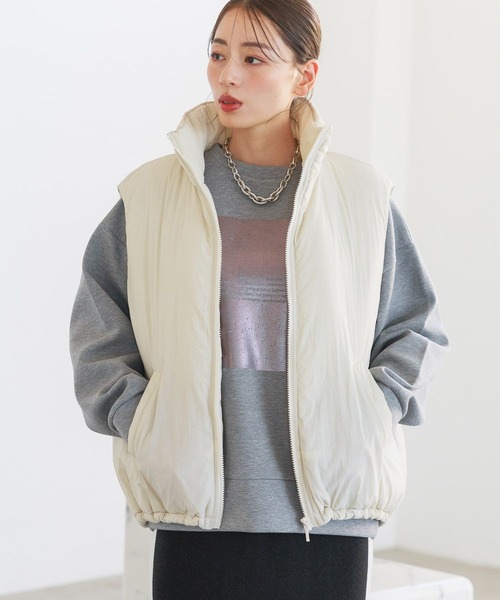 LAKOLE（ラコレ）の「中綿ボリュームベスト / 135044（ベスト・レディース・ライトブラウン/ブラック/クリーム・FREE）」の3枚目の写真