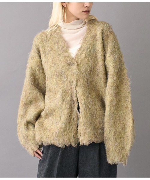 Settimissimo（セッティミッシモ）の「ブークレシャギーVネックカーディガン（カーディガン/ボレロ・レディース・アイボリー/オリーブ・FREE）」の2枚目の写真