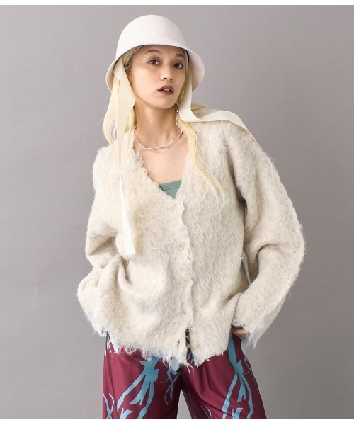 Settimissimo（セッティミッシモ）の「ブークレシャギーVネックカーディガン（カーディガン/ボレロ・レディース・アイボリー/オリーブ・FREE）」の15枚目の写真