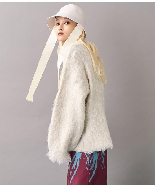 Settimissimo（セッティミッシモ）の「ブークレシャギーVネックカーディガン（カーディガン/ボレロ・レディース・アイボリー/オリーブ・FREE）」の18枚目の写真