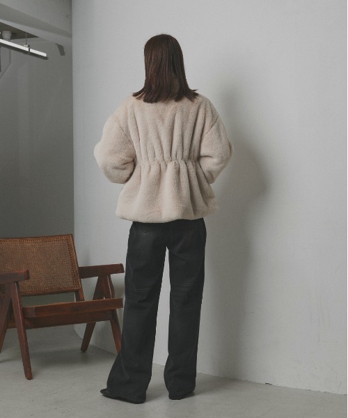 セール】スタンドカラー フェイクファーコート（その他アウター）｜ad