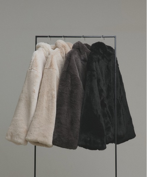 セール】スタンドカラー フェイクファーコート（その他アウター）｜ad