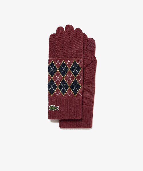 LACOSTE（ラコステ）の「フレッシュカラーアーガイルニットグローブ タッチパネル対応（手袋・レディース・グレー/ブラウン・FREE）」の3枚目の写真
