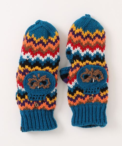 チャイハネ(チャイハネ)の「【チャイハネ】カラベラグローブ ミトン手袋(手袋・レディース・ブルー/ブラック/オレンジ/グリーン/ホワイト・FREE)」の4枚目の写真