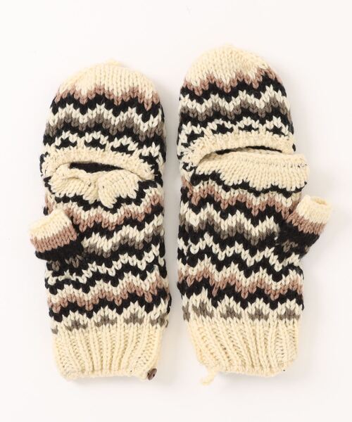 チャイハネ(チャイハネ)の「【チャイハネ】カラベラグローブ ミトン手袋(手袋・レディース・ブルー/ブラック/オレンジ/グリーン/ホワイト・FREE)」の6枚目の写真