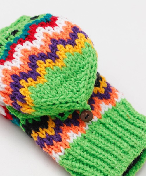 チャイハネ(チャイハネ)の「【チャイハネ】カラベラグローブ ミトン手袋(手袋・レディース・ブルー/ブラック/オレンジ/グリーン/ホワイト・FREE)」の11枚目の写真