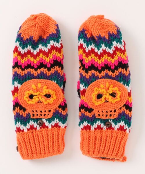 チャイハネ(チャイハネ)の「【チャイハネ】カラベラグローブ ミトン手袋(手袋・レディース・ブルー/ブラック/オレンジ/グリーン/ホワイト・FREE)」の17枚目の写真