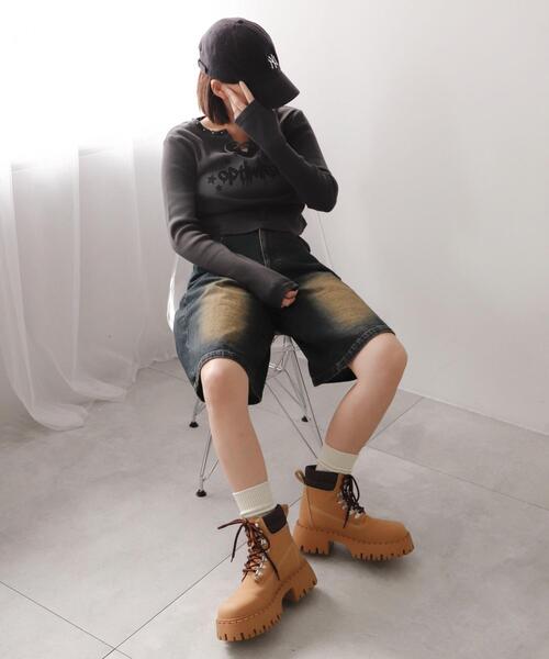 WEGO（ウィゴー）の「WEGO/厚底トレッキングブーツ（ブーツ・レディース・ブラック/キャメル・LARGE/MEDIUM/SMALL）」の13枚目の写真