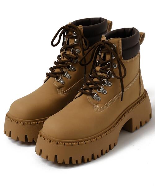 WEGO（ウィゴー）の「WEGO/厚底トレッキングブーツ（ブーツ・レディース・ブラック/キャメル・LARGE/MEDIUM/SMALL）」の15枚目の写真