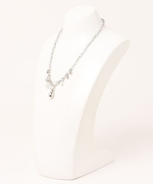 Achic（アシック）の「パールズビーズ鎖骨チェーン二重層ネックレス（ネックレス・レディース・シルバー/グレー・F）」の19枚目の写真