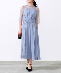 【metoi】ビスチェ風レース切替ワンピース 結婚式 二次会 パーティー フォーマル オケージョン