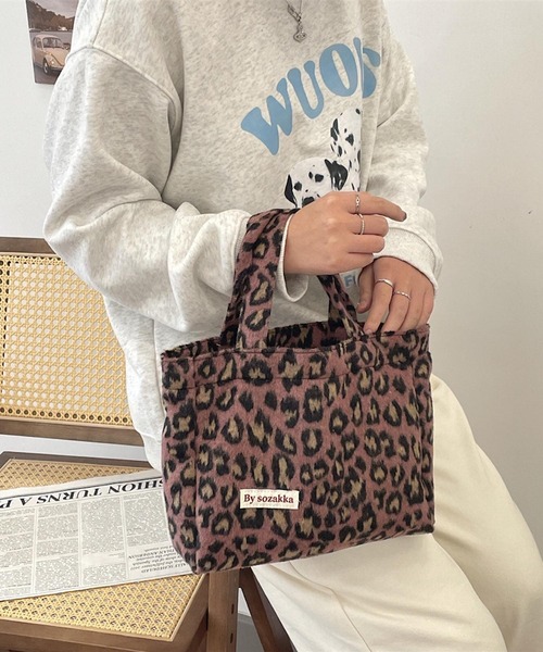 セール】Mignonjour/ヒョウ柄ミニトートバッグM2624（トートバッグ
