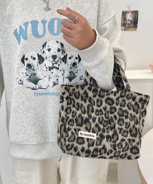 Mignonjour(ミニョンジュール)の「Mignonjour/ヒョウ柄ミニトートバッグM2624(トートバッグ・レディース・ピンク/ベージュ・FREE)」の8枚目の写真