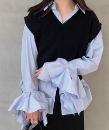 stand collar cuffs frill shirt