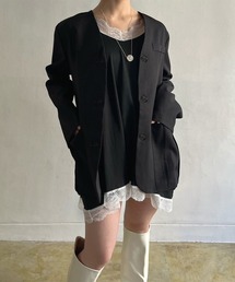 Jewelobe（ジュエローブ）の「タックポケットノーカラージャケット（ノーカラージャケット）」