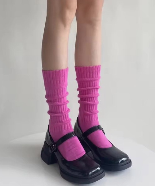 Port（ポート）の「【 Port / ポート 】 ニュアンスカラー リブ ルーズ ハイソックス #（ソックス/靴下・レディース・ホワイト/ブラック/アイボリー/ライトピンク/ブルー系その他/ピンク・FREE）」の5枚目の写真