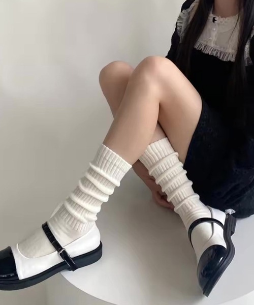 Port（ポート）の「【 Port / ポート 】 ニュアンスカラー リブ ルーズ ハイソックス #（ソックス/靴下・レディース・ホワイト/ブラック/アイボリー/ライトピンク/ブルー系その他/ピンク・FREE）」の7枚目の写真