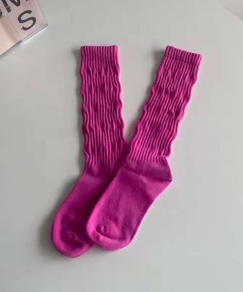 Port（ポート）の「【 Port / ポート 】 ニュアンスカラー リブ ルーズ ハイソックス #（ソックス/靴下・レディース・ホワイト/ブラック/アイボリー/ライトピンク/ブルー系その他/ピンク・FREE）」の10枚目の写真