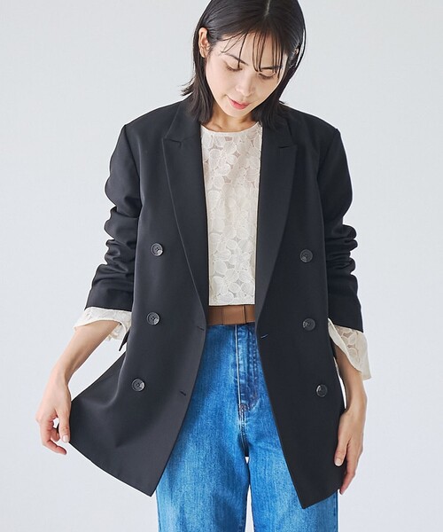 RONEL(ロネル)の「ツイルテーラードジャケット(テーラードジャケット・レディース・ブラック/ダークグリーン・S/M/L)」の2枚目の写真