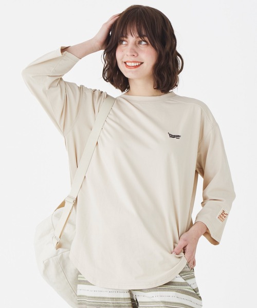 KRIFF MAYER（クリフメイヤー）の「UVカット7分袖ゆるT（Tシャツ/カットソー・レディース・オレンジ/チャコール/ナチュラル/カラフル/ミント・MEDIUM/LARGE）」の3枚目の写真