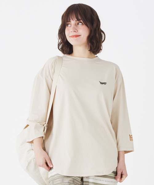 KRIFF MAYER（クリフメイヤー）の「UVカット7分袖ゆるT（Tシャツ/カットソー・レディース・オレンジ/チャコール/ナチュラル/カラフル/ミント・MEDIUM/LARGE）」の14枚目の写真