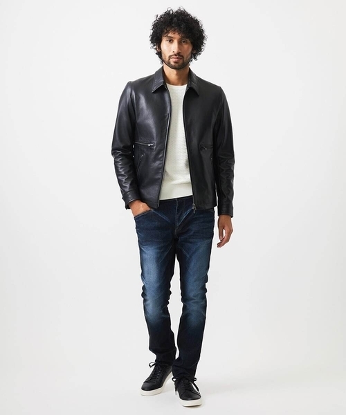 MICHEL KLEIN HOMME (ミッシェルクランオム)の「ラムレザーブルゾン(ライダースジャケット・メンズ・ブラック・MEDIUM/LARGE/X-LARGE)」の2枚目の写真