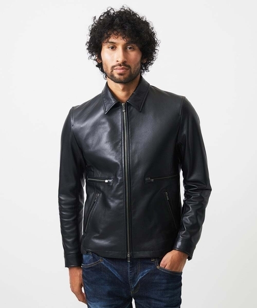 MICHEL KLEIN HOMME (ミッシェルクランオム)の「ラムレザーブルゾン(ライダースジャケット・メンズ・ブラック・MEDIUM/LARGE/X-LARGE)」の3枚目の写真