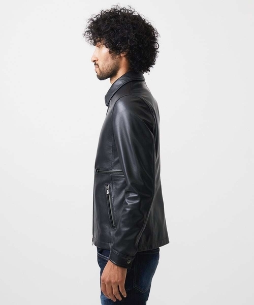 MICHEL KLEIN HOMME (ミッシェルクランオム)の「ラムレザーブルゾン(ライダースジャケット・メンズ・ブラック・MEDIUM/LARGE/X-LARGE)」の4枚目の写真