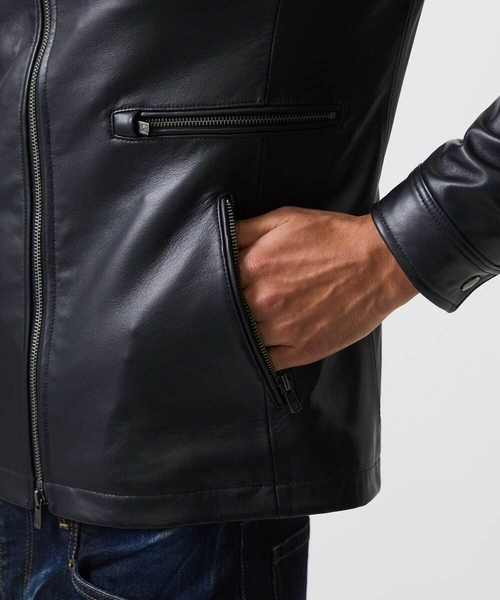 MICHEL KLEIN HOMME (ミッシェルクランオム)の「ラムレザーブルゾン(ライダースジャケット・メンズ・ブラック・MEDIUM/LARGE/X-LARGE)」の8枚目の写真