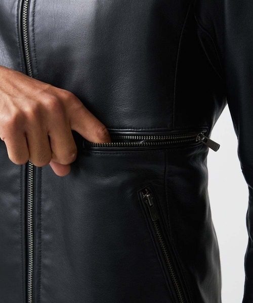 MICHEL KLEIN HOMME (ミッシェルクランオム)の「ラムレザーブルゾン(ライダースジャケット・メンズ・ブラック・MEDIUM/LARGE/X-LARGE)」の9枚目の写真