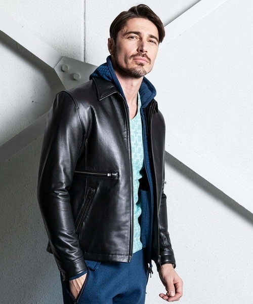MICHEL KLEIN HOMME (ミッシェルクランオム)の「ラムレザーブルゾン(ライダースジャケット・メンズ・ブラック・MEDIUM/LARGE/X-LARGE)」の14枚目の写真