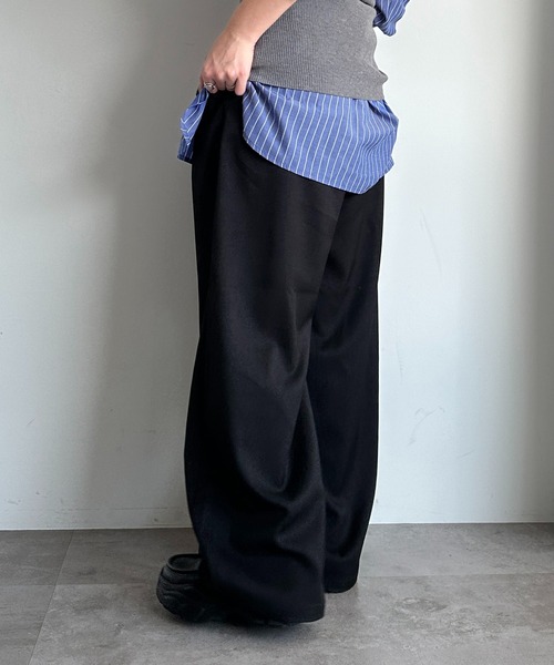 apres jour mignon（アプレジュールミニョン）の「【SETUP可能】ボリュームタックパンツ（スラックス・レディース・ネイビー/ブラック/チャコールグレー/グレー・SMALL/X-LARGE/MEDIUM）」の8枚目の写真
