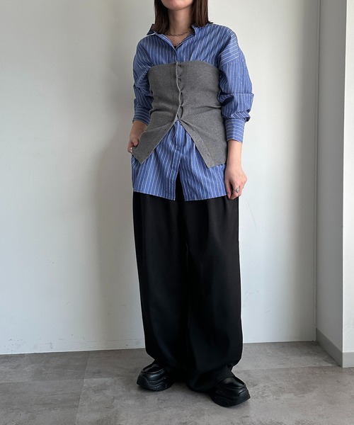 セール】【SETUP可能】ボリュームタックパンツ（スラックス