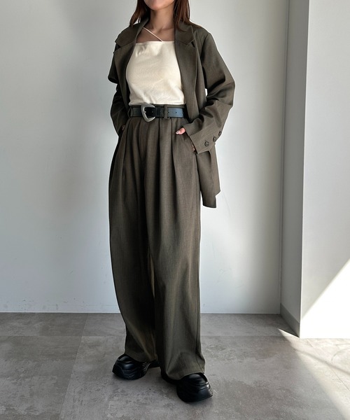 apres jour mignon（アプレジュールミニョン）の「【SETUP可能】ボリュームタックパンツ（スラックス・レディース・ネイビー/ブラック/チャコールグレー/グレー・SMALL/X-LARGE/MEDIUM）」の21枚目の写真