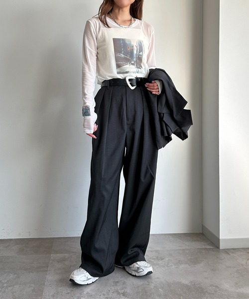 ファッションボディー セール】【SETUP可能】ボリュームタックパンツ（スラックス