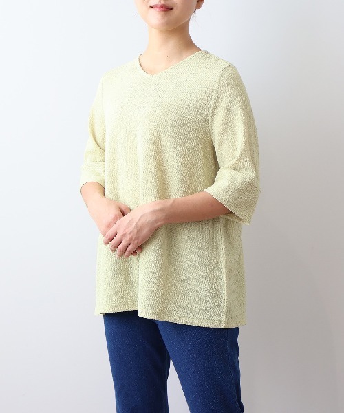 MB mint breeze(エムビーミントブリーズ)の「【L~5L 大きいサイズ】シャーリングニットバックギャザープルオーバー(Tシャツ/カットソー・レディース・ブラック/グリーン/カーキ・5L/3L/LL/4L/L)」の3枚目の写真